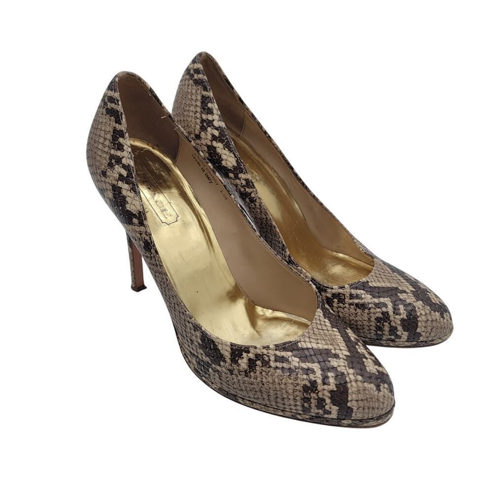 Coach Snakeskin Round Toe Pumps
